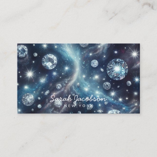 Diamond Celestial Business Card – Cosmic Night Sky (Front)
