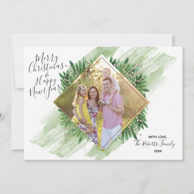 Diamond Centred Pine | Christmas Photo Card (Front)