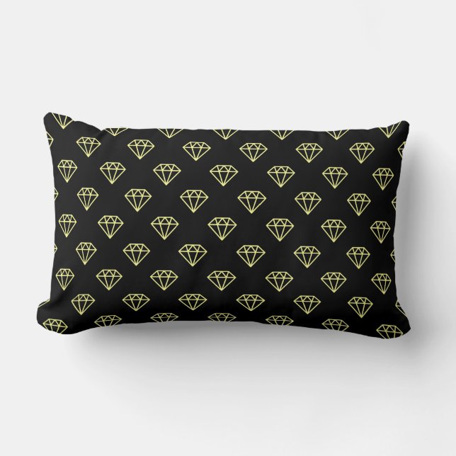 Diamond - Chalk Yellow on Black Lumbar Cushion (Front)