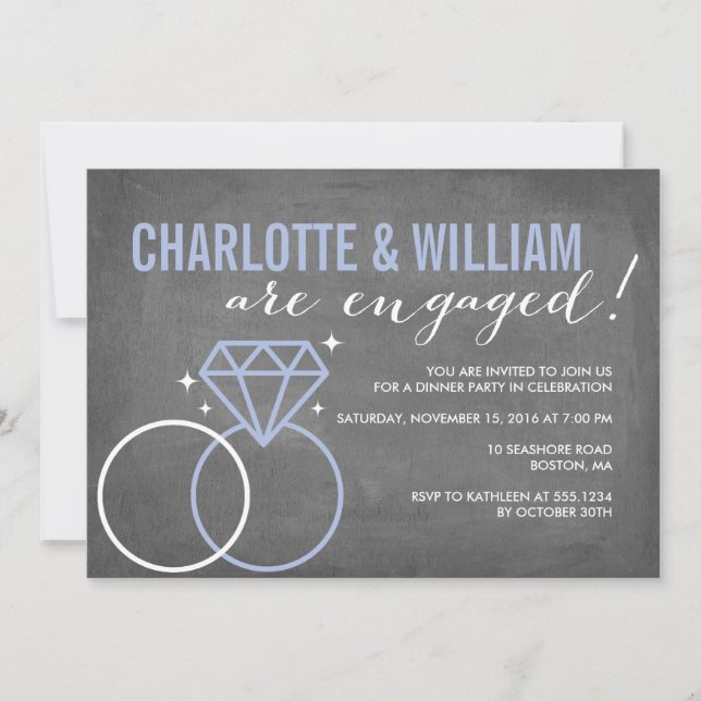 Diamond Chalkboard Engagement | Engagement Invitation (Front)