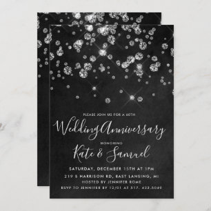 Diamond Chalkboard Wedding Anniversary Invitation
