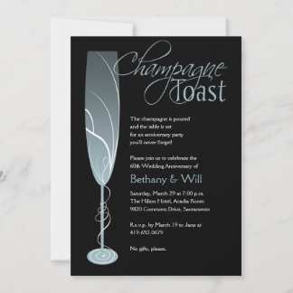 Diamond Champagne Toast Invitation Blue