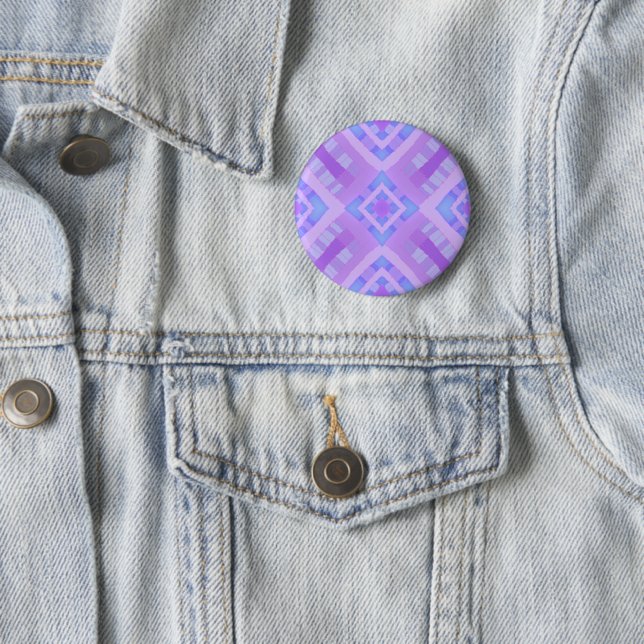 Diamond Check Patchwork - Lilac Blue 1 6 Cm Round Badge (In Situ)