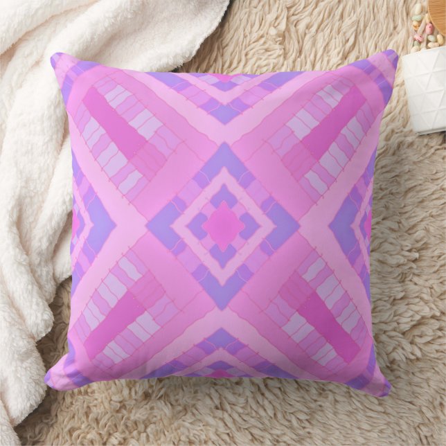 Diamond Check Patchwork - Pink Periwinkle 1 Cushion (Blanket)