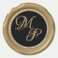 *~* Diamond Circle GOLD Wax Seal Wedding Stickers
