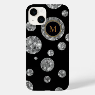 Diamond circles on black, personalised Case-Mate iPhone 14 case