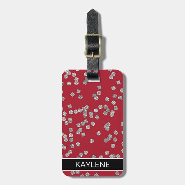 Diamond Confetti Personalised Luggage Tag (Front Vertical)