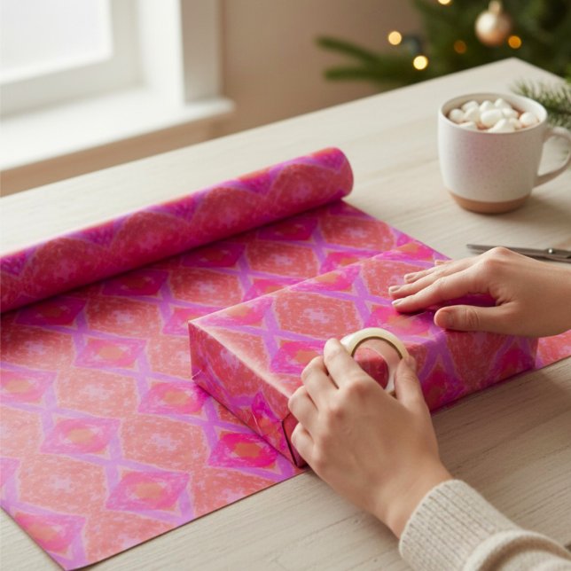 Diamond Crayon Texture Pink Purple Orange  Wrapping Paper (Lets get wrapping! For mom, friend, co-worker, anyone. Bright diamonds in magical colors.)