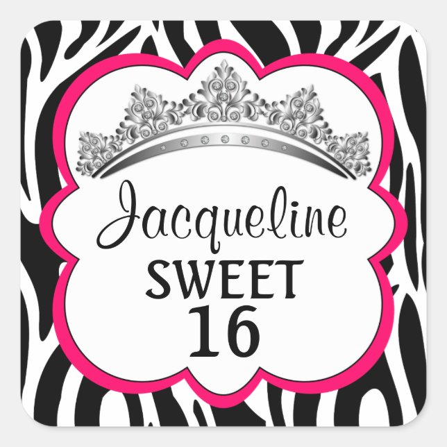 Diamond Crown Zebra Fuchsia Stickers (Front)