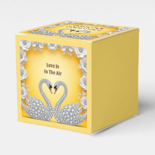 Diamond Crystal Swans Romantic Warm Scene Favour Box