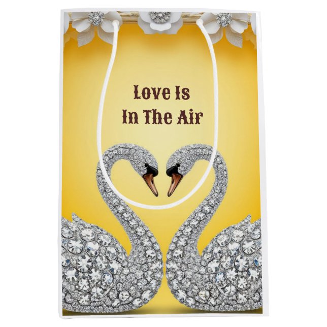 Diamond Crystal Swans Romantic Warm Scene Medium Gift Bag (Front)