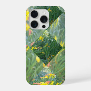 Diamond Cut Yellow Lily Field Geometrical Design, iPhone 15 Pro Case