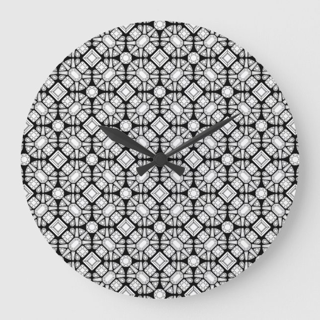 Diamond Cutter Black and White Wall Clock (Front)