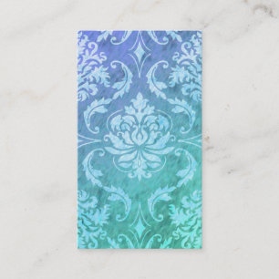 Diamond Damask, COLORFUL RAIN in Blue & Turquoise Business Card