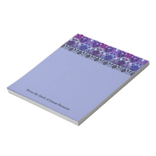 Diamond Damask, FAIRY LIGHTS in Plum and Blue Notepad