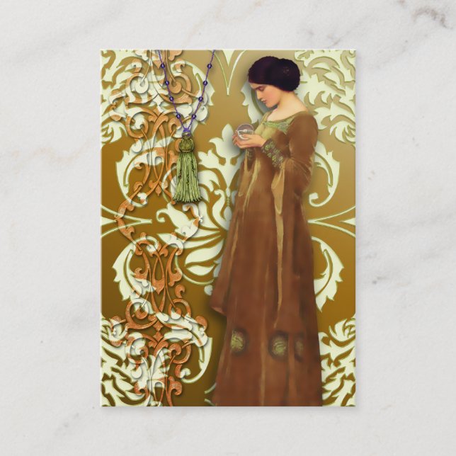 Diamond Damask, FASCINATION in Gold & Cream Business Card (Front)