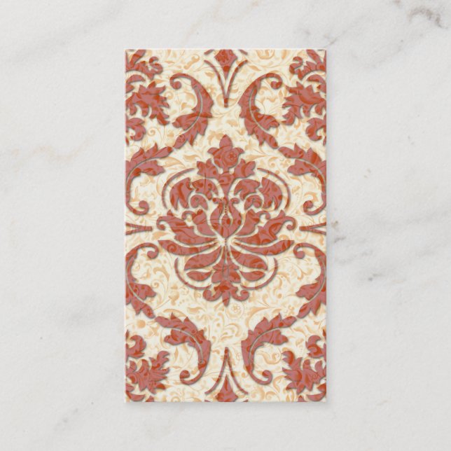 Diamond Damask, NOUVEAU PRINT in Red and Orange Business Card (Front)