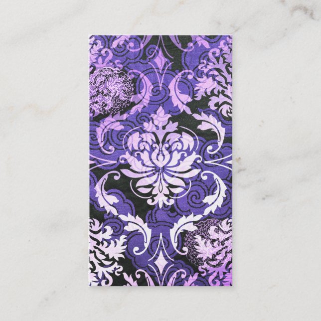 Diamond Damask, SHANGHAI in Purple Business Card (Front)