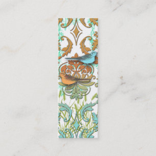 Diamond Damask, SPRING BIRDS in Orange & Aqua Mini Business Card