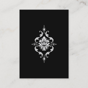 Diamond Damask, White on Black Business Card