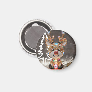 Diamond Dazzling Rudolf: A 3D Christmas Gem Magnet