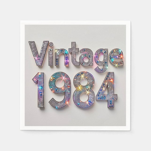 Diamond Decades: Vintage 1984 Cocktail Napkin (Front)
