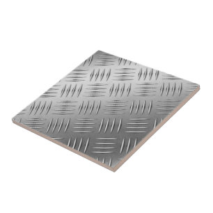 Diamond Deckplate on Worn Steel Ceramic Tile