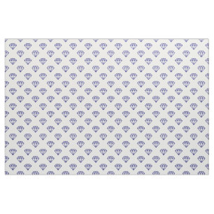 Diamond - Deep Navy on White Fabric