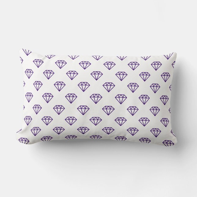 Diamond - Deep Purple on White Lumbar Cushion (Front)