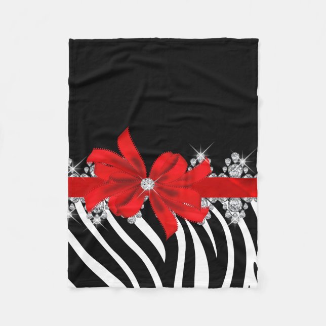 Diamond Delilah Zebra (Red) Fleece Blanket (Front)