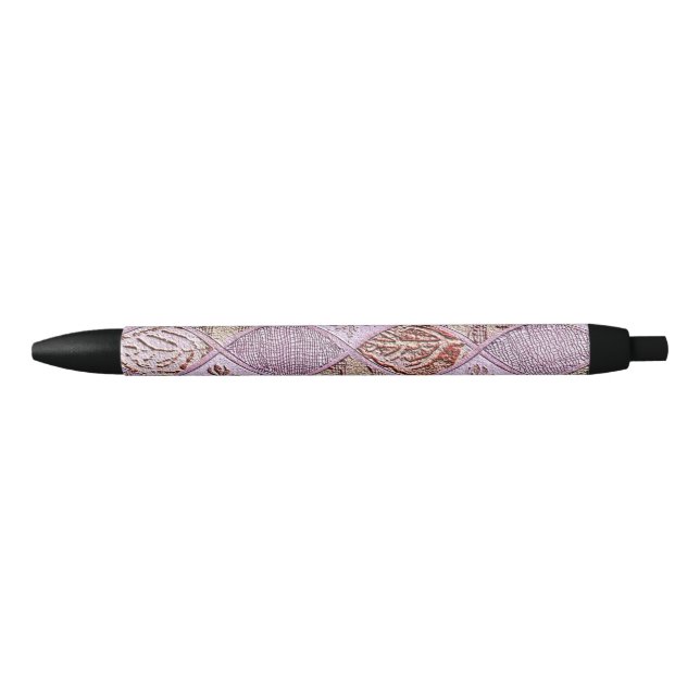 Diamond Designs In Pinks Black Ink Pen (Front)
