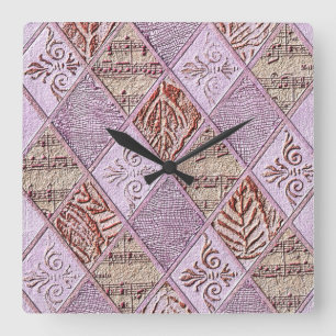 Diamond Designs In Pinks Square Wall Clock