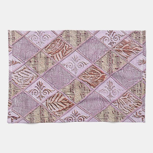 Diamond Designs In Pinks Tea Towel (Horizontal)
