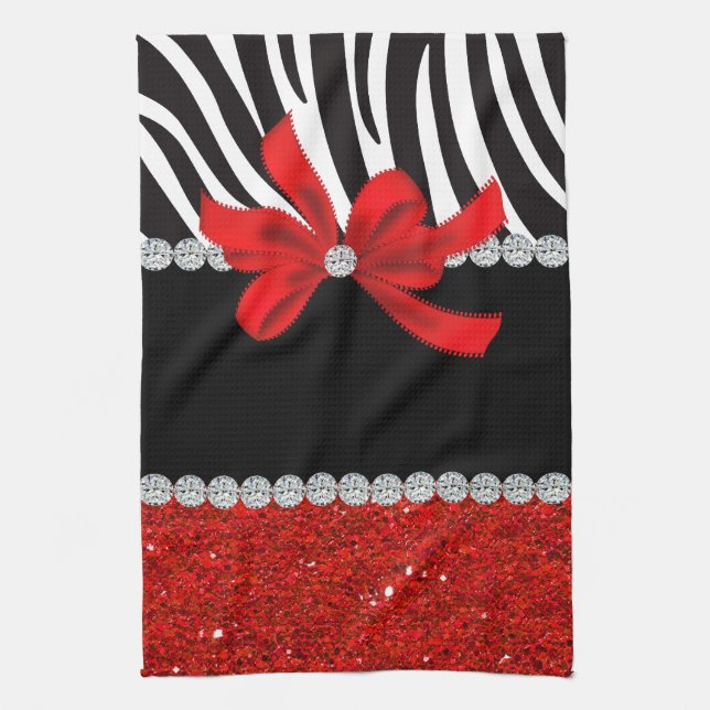 Diamond Diva (red glitter) Tea Towel (Vertical)