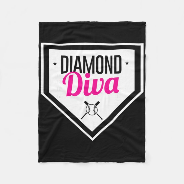 Diamond Diva Softll Sports Sell Team Mvp Tee  Fleece Blanket (Front)