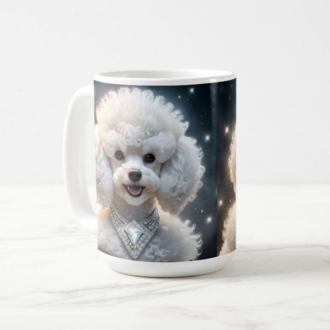 "Diamond Diva: The Glamorous Poodle in Sparkle" Coffee Mug (Front Left)