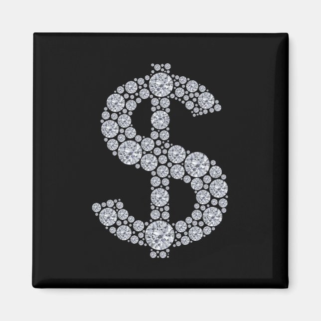 Diamond Dollar Sign Bling Magnet (Front)