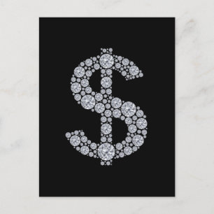 Diamond Dollar Sign Bling Postcard