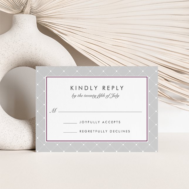 Diamond Dot RSVP Card | Plum and Grey (Creator Uploaded)