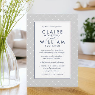 Diamond Dot Wedding Invitation   Grey and Navy
