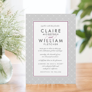 Diamond Dot Wedding Invitation   Plum and Grey