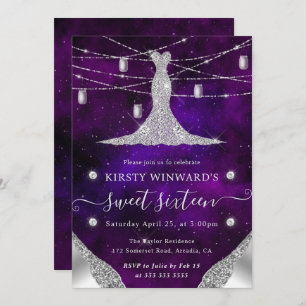 Diamond Dress and Mason Jars Glam Sweet 16 Invitation