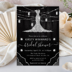 Diamond Dress and Mason Jars Rustic Bridal Shower Invitation