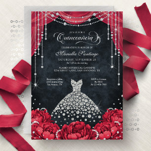 Diamond Dress Bling Quinceanera Invitation