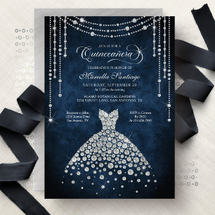 Diamond Dress Bling Quinceanera Invitation
