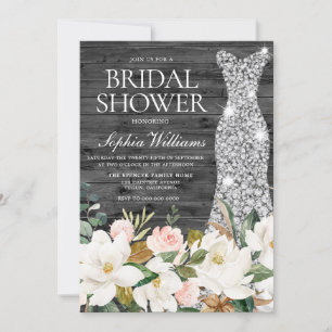 Diamond Dress Blush White Country Bridal Shower Invitation
