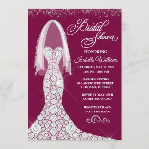 Diamond Dress Bridal Shower Invitation   Any Colou
