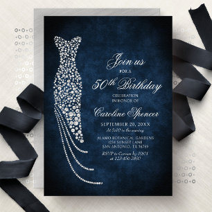 Diamond Dress Women's 50th Birthday Invitation