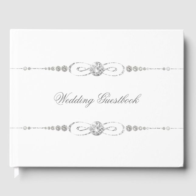 Diamond Embellishment Wedding Guest Book (Front)