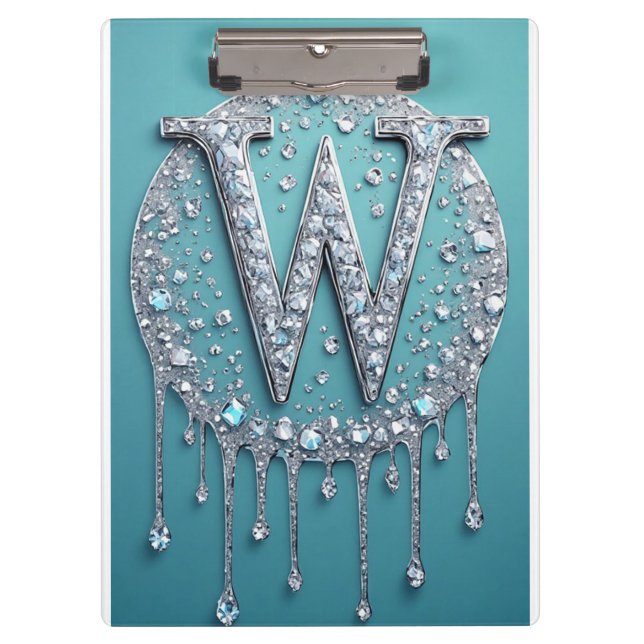 Diamond-Encrusted W Monogram Clipboard (Front)